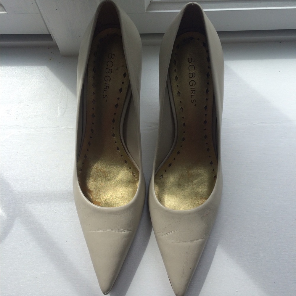 BCBGirls Paolo Corelli Cream Nude Stiletto Heels 6